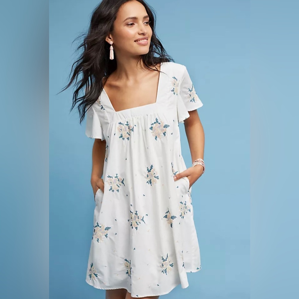Anthropologie by Maeve Amaira Embroidered Swing Dress Sz- M